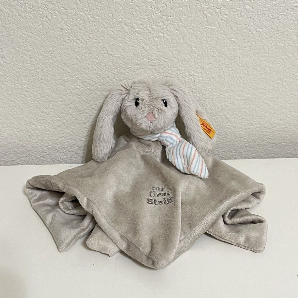 My First Steiff Hoppie Rabbit Bunny Security Blanket Lovey Lovie Blankie